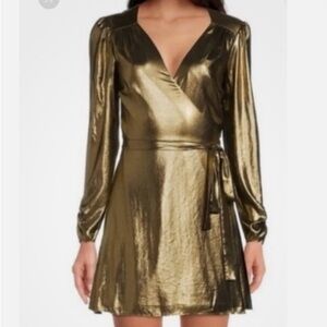 Gianni Bini Metallic Gold Long Sleeve Dress